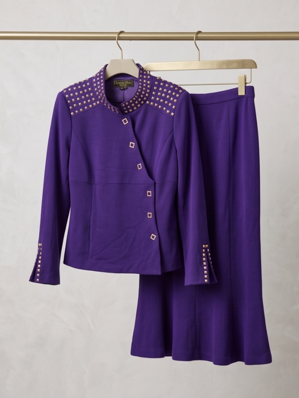 Purple and Gold Donna Vinci Knit Suit